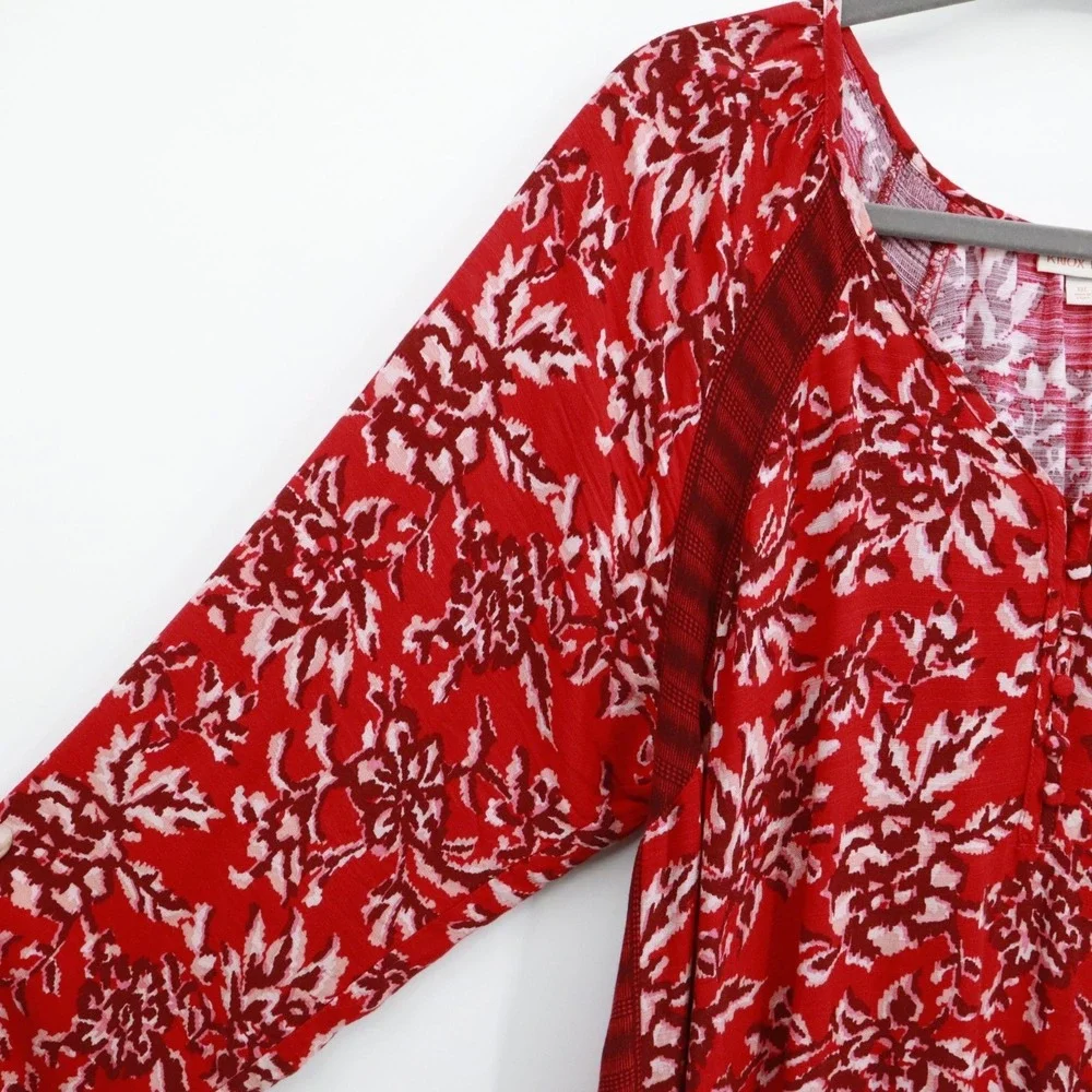 Knox Rose Midi Dress Women XXL Red Boho Hippie Bloomcore Grandmacore Cottagecore